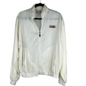 Carnival Cruise Line Men's Cream Nylon Zip Down Jacket with Hood Size Small